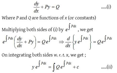 Solution of First Order Linear Differential Equations - CBSE Library