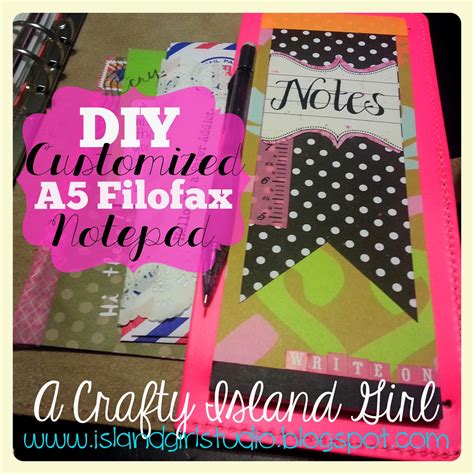 A Crafty Island Girl: Filofax DIY: Customized A5 Notepad