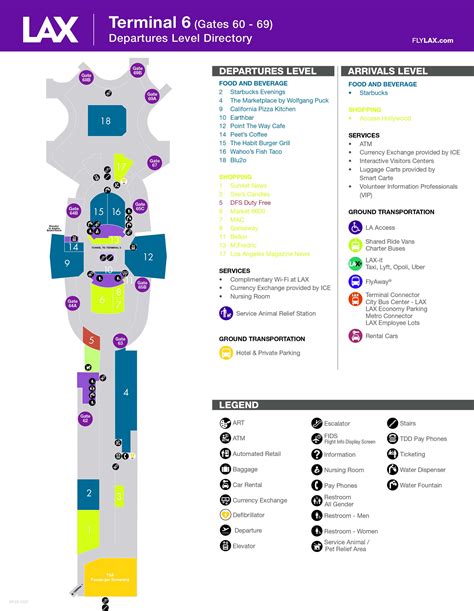 Terminal 6 map at the Los Angeles International Airport LAX