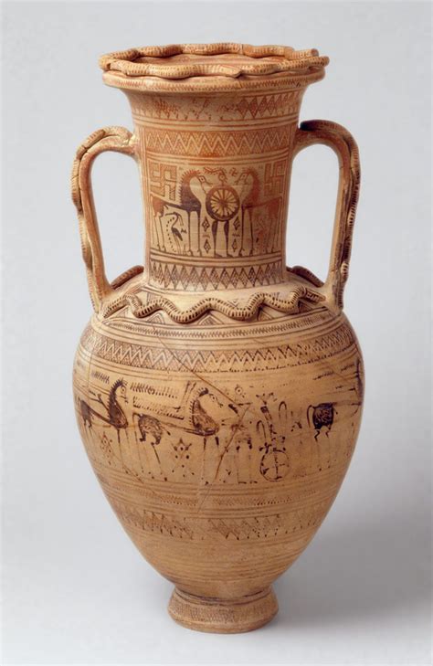 Terracotta neck-amphora | Greek, Attic | Late Geometric II | The ...