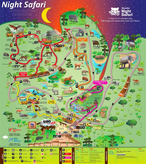 Night Safari Map | Singapore - Ontheworldmap.com