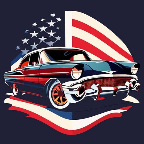 Premium Vector | Vintage car in usa flag colors graphic concept