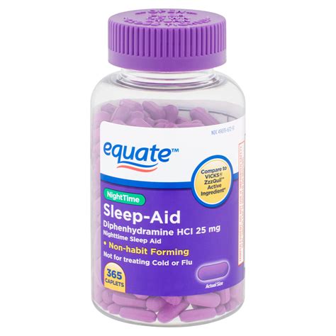 Equate NightTime Sleep-Aid Caplets, 25 mg, 365 count - Walmart.com