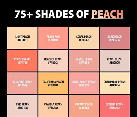 75+ Shades of Peach Color (Names, HEX, RGB, & CMYK Codes) – CreativeBooster