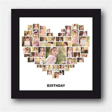 Birthday Collage With 47 Photos - Heart Shaped Photo Collage Frame With ...