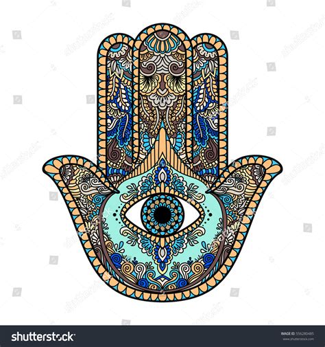 Multicolored Illustration Hamsa Hand Symbol Hand Stock Vector (Royalty ...