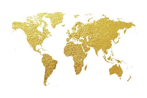 World Map Gold Foil Digital Art by Michael Tompsett - Pixels