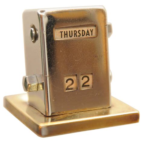 Art Deco Desktop Perpetual Desk Calendar of Steel and Brass at 1stDibs