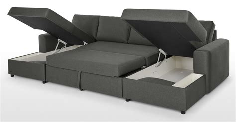 Aidian Large Corner Sofa Bed with Storage, Pigeon Grey | MADE.com