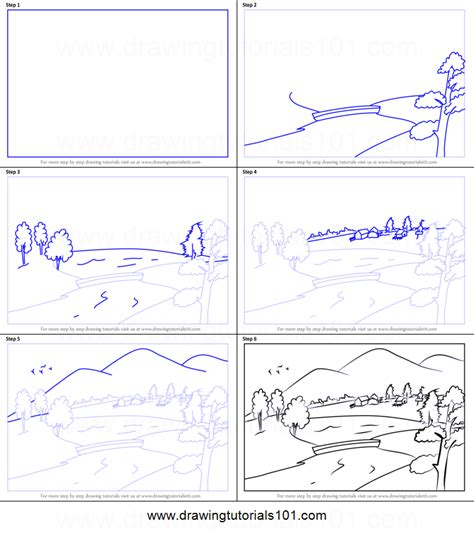 How to Draw an Easy Landscape (Landscapes) Step by Step | Easy drawings ...