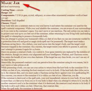 Magic Jar D&D 5th Edition - D&D 5e Character Sheets