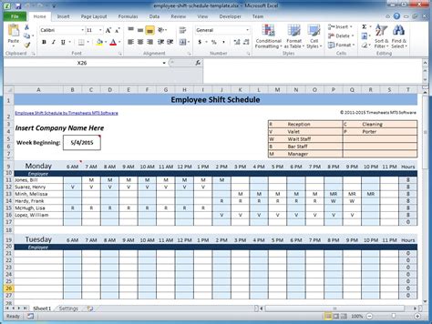 Weekly Employee Shift Schedule Template Excel – planner template free