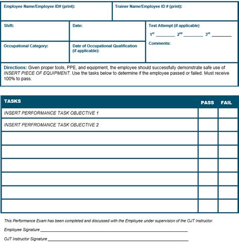 On-the-Job Training Evaluation Checklist