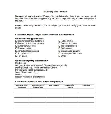 Marketing Plan Template Download Free – printable schedule template