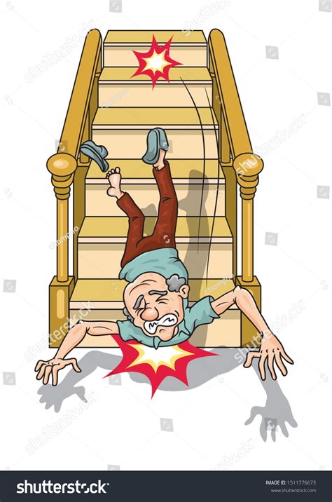 Old Man Falling Down Stairs Illustration Stock Vector (Royalty Free ...