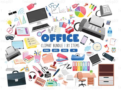 Office Supplies Watercolor Clipart Set Cute Office Work - Etsy