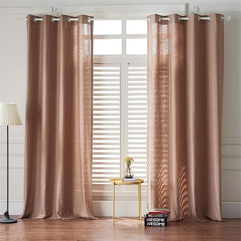 Modern Light Brown Color Linen Solid Sheer Curtain Window Curtains For ...