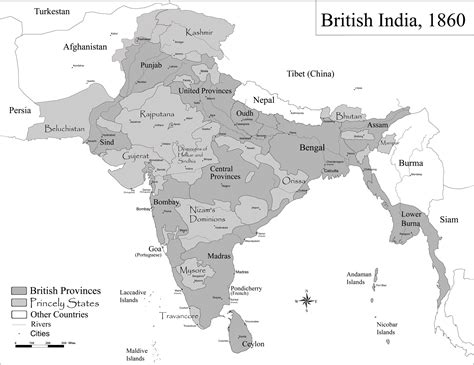 British Control of India - 1860 Territory