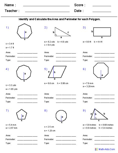 Grade 7 Geometry Worksheet Free