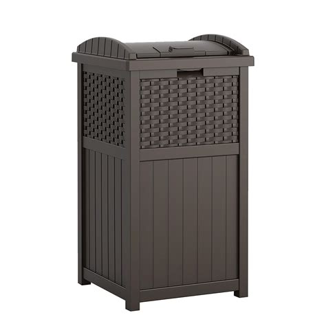 Suncast 33 Gallon Hideaway Can Resin Outdoor Trash with Lid Use in ...