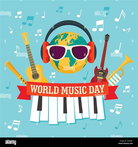 World music day concept background. Flat illustration of world music ...