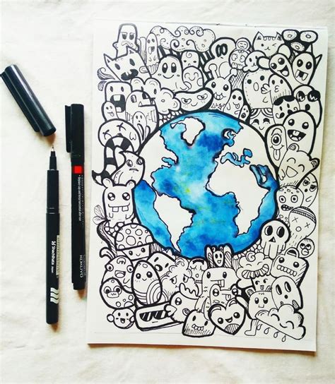 Save Earth Doodle Art