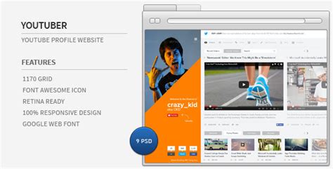 Youtuber - Youtube Profile Website by azyrusmax | ThemeForest