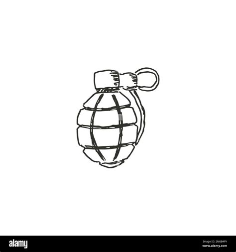 Hand drawn grenade, ink drawing sketch weapon vector, black isolated ...