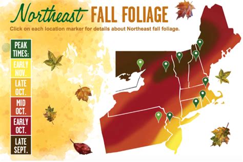 Northeast Fall Foliage Map | Fall foliage map, Foliage map, Fall foliage