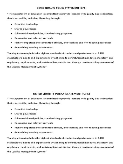 Deped Quality Policy Statement | PDF