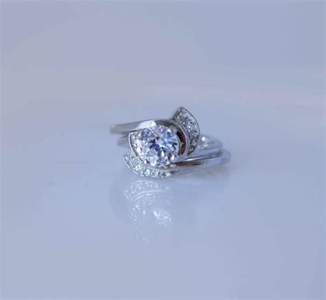 White sapphire engagement set Sterling Silver Design