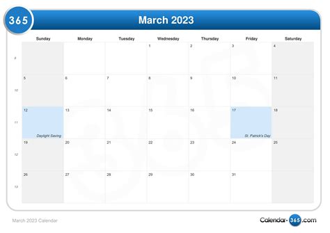 March 2023 Calendar