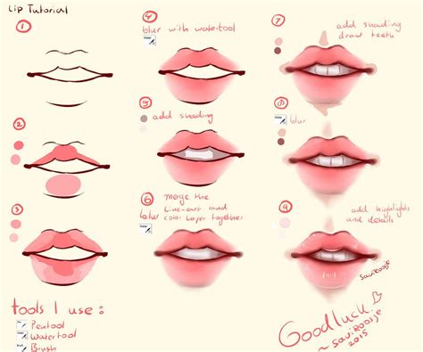 Step By Step - Lip Tutorial | Lips drawing, Anime lips, Digital ...