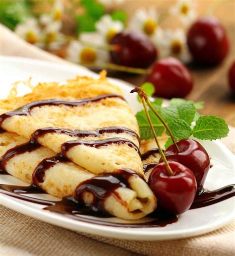 Pancake With Chocolate Syrup Stock Image - Image of tasty, pancake ...