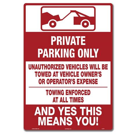 Lynch Sign 10 in. x 14 in. Private Parking Only Sign Printed on More ...