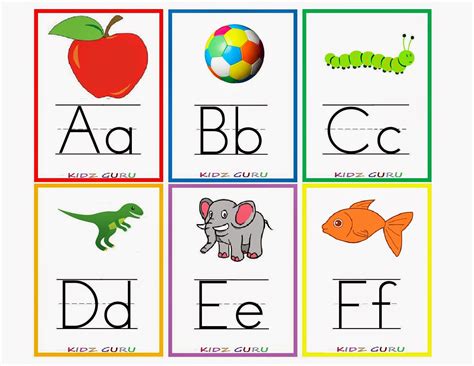 Kindergarten Worksheets: Printable Worksheets - Alphabet flash cards