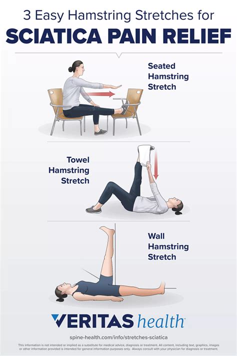 3 Easy Hamstring Stretches for Sciatica Pain Relief Infographic ...