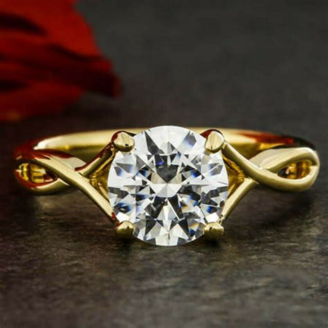 2.00 Ct Round Cut Moissanite Twisted Best Engagement Ring Solid 14k ...