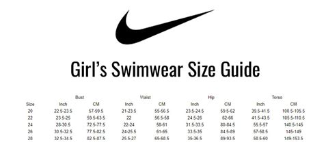 Nike Girls Swimsuit Size Chart