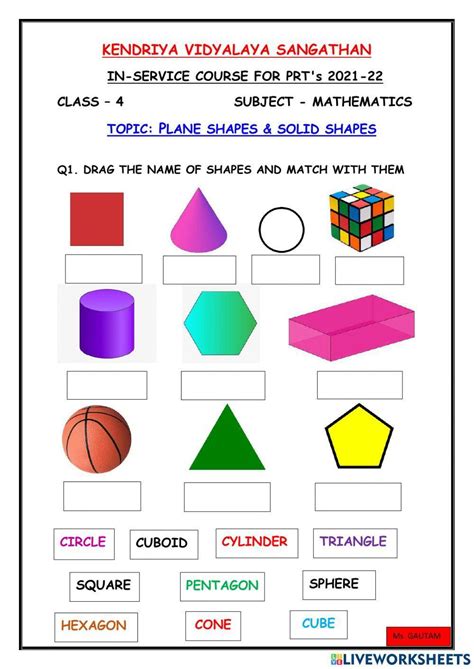 Solid Shapes Worksheet for 4th - 5th Grade | Lesson Planet - Worksheets ...