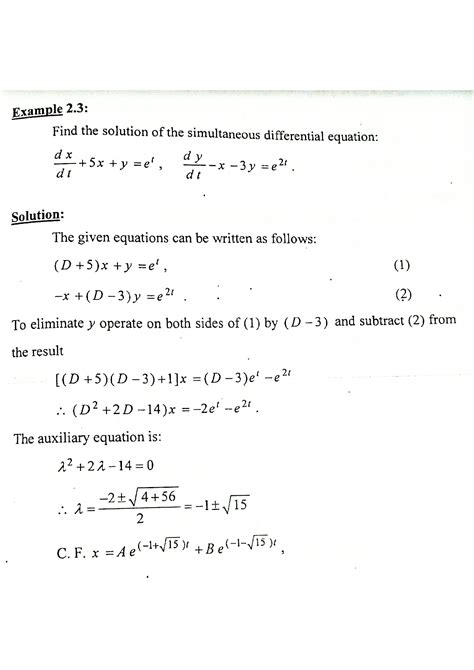 SOLUTION: Ordinary differential equations examples on simultaneous ...