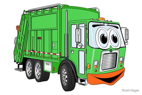 "Silly Smiling Garbage Truck Cartoon" by Graphxpro | Redbubble