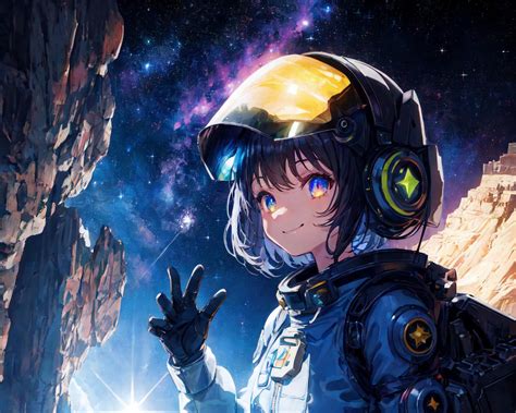 Download wallpaper 1280x1024 girl, smile, astronaut, anime standard 5:4 ...