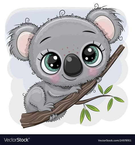 Cartoon koala is sitting on a tree Royalty Free Vector Image Baby ...