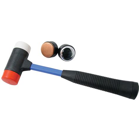 Rubber Mallet with 4 Interchangeable Heads - Steel, Brass, Nylon, Plas ...