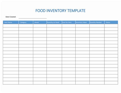 Restaurant Food Inventory Excel Template