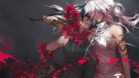 A Draw Between Swordswomen [1920x1080] : wallpapers