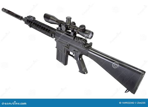 AR-15 Based Sniper Rifle with Silencer Stock Photo - Image of colt ...