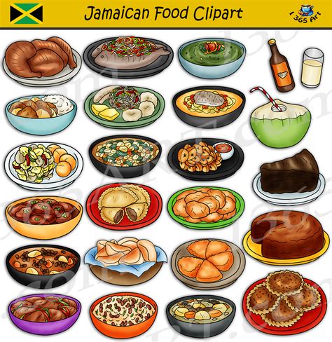 Jamaican Food Clipart Set Digital Download - Clipart 4 School