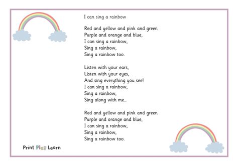 I can sing a rainbow - Printable Teaching Resources - Print Play Learn